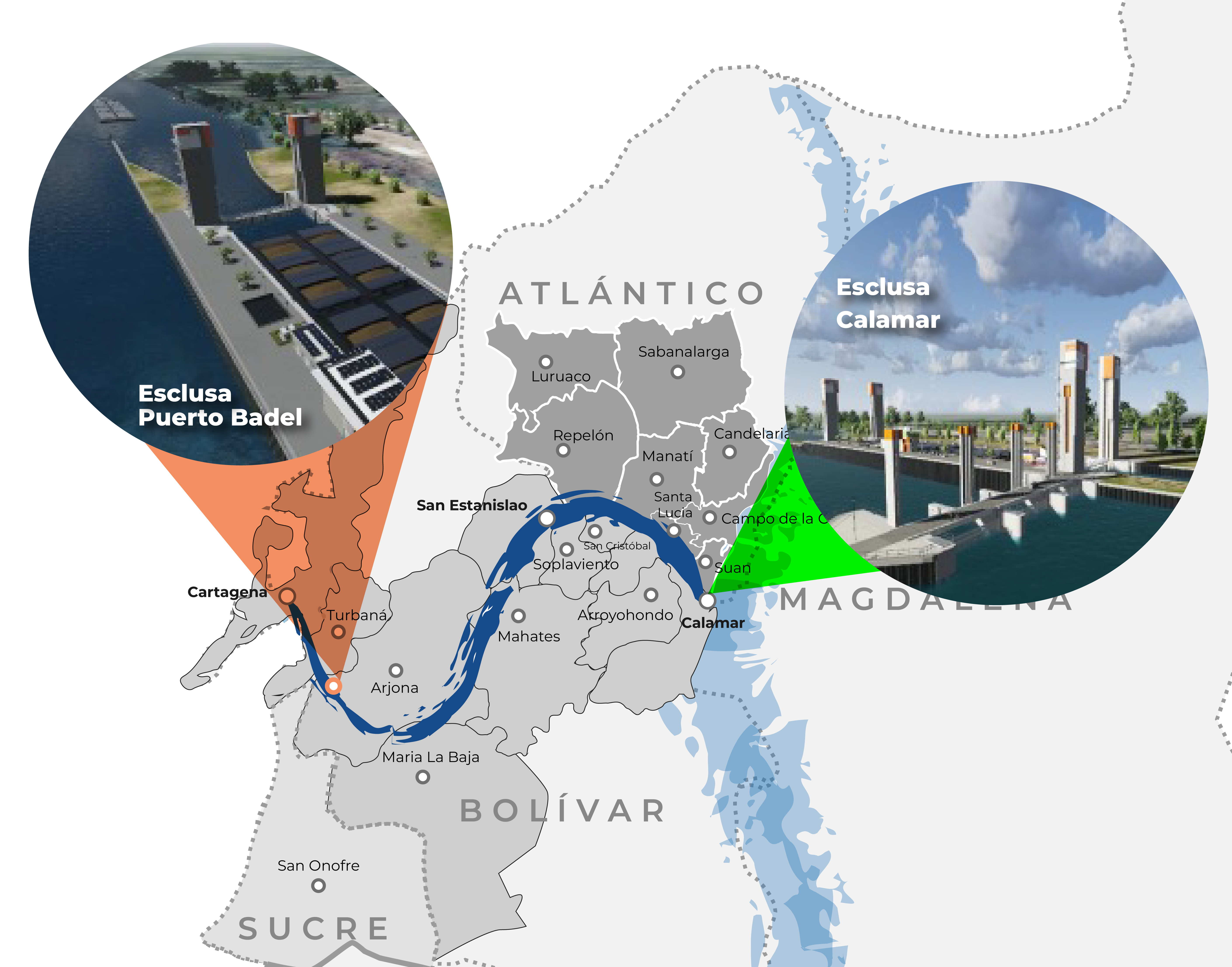 mapa de obras mayores Canal del Dique