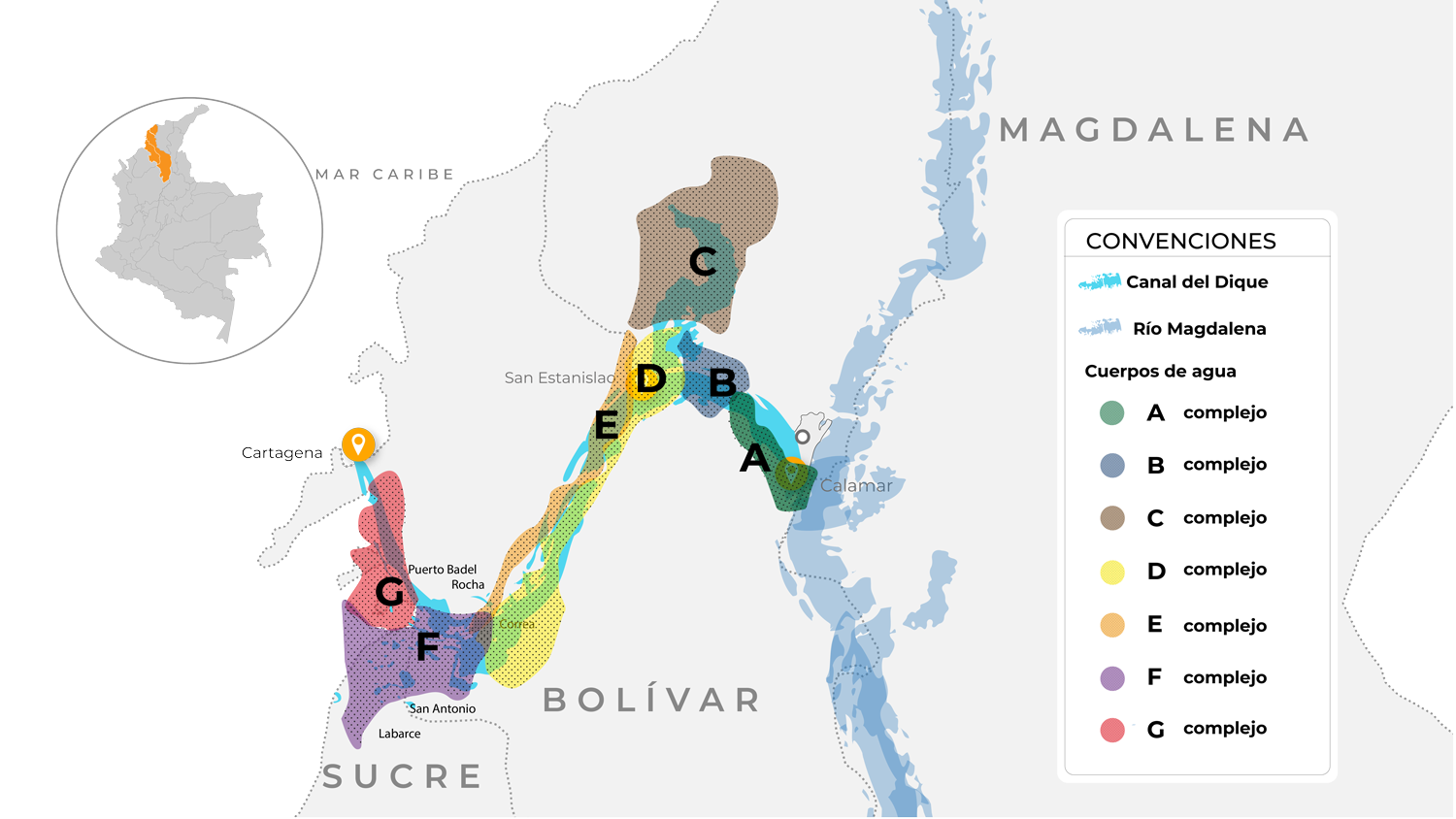 mapa de obras menores Canal del Dique