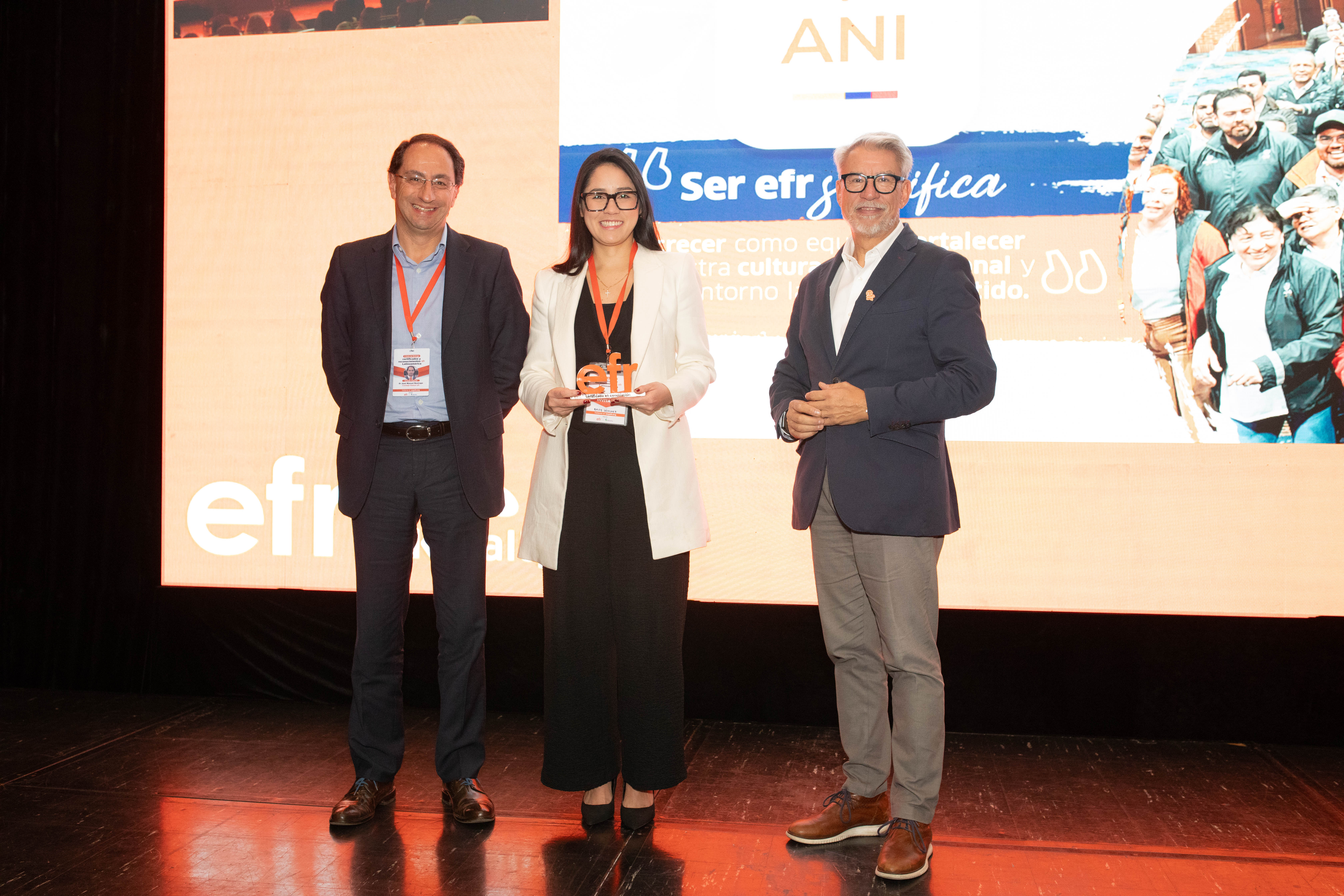 Imagen relacionada con La ANI recibe reconocimiento EFR por su compromiso con el bienestar y la conciliación laboral