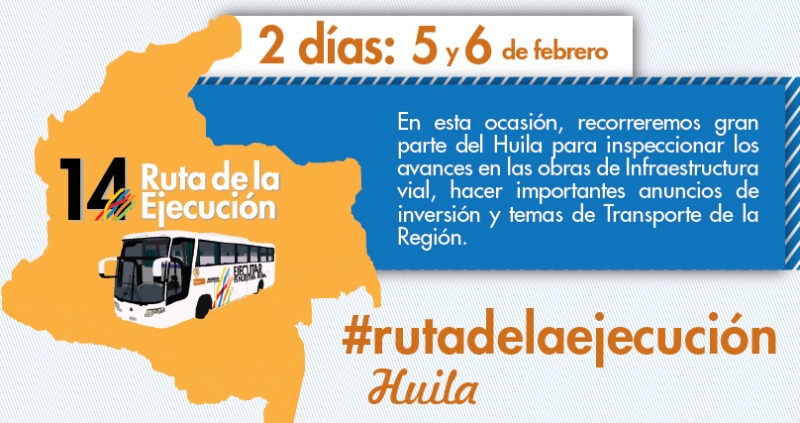 Imagen relacionada con Ruta de la Ejecución recorrerá proyecto de APP Santana – Mocoa – Neiva